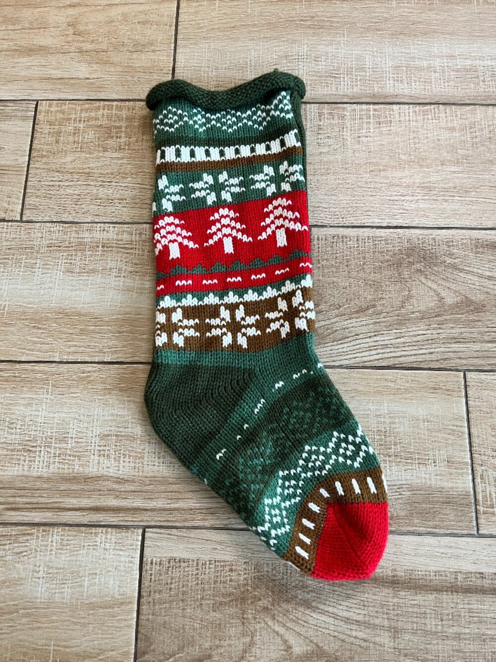Green/Red Knit Christmas Stocking